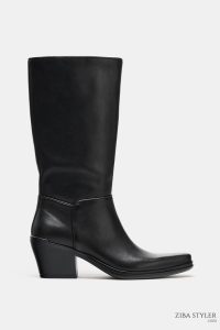 نیم بوت زنانه چرم کابویی زارا – ZARA