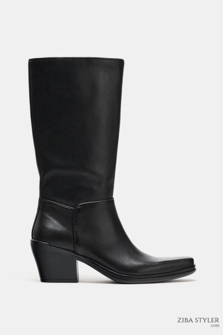 نیم بوت زنانه چرم کابویی زارا – ZARA