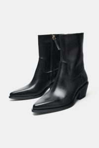 نیم بوت زنانه چرم کابویی زارا – ZARA