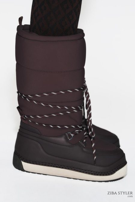 نیم بوت زنانه کالکشن اسکی بنددار زارا – ZARA