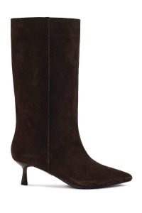 چکمه جیر زنانه قهوه‌ای پاشنه نازک دری‌مد