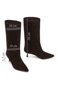 چکمه جیر زنانه قهوه‌ای پاشنه نازک دری‌مد