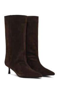 چکمه جیر زنانه قهوه‌ای پاشنه نازک دری‌مد