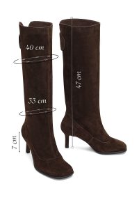 چکمه جیر زنانه قهوه‌ای پاشنه نازک دری‌مد