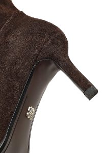 چکمه جیر زنانه قهوه‌ای پاشنه نازک دری‌مد