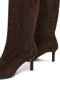 چکمه جیر زنانه قهوه‌ای پاشنه نازک دری‌مد