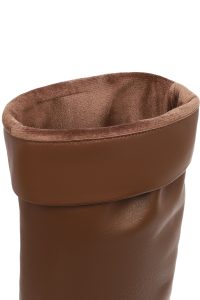 چکمه زنانه چرمی قهوه‌ای سگک‌دار دری مد