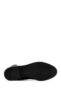 چکمه زنانه چرمی مشکی زیپ‌دار سگک‌دار دری مد