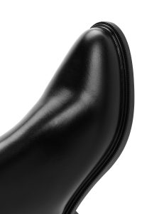 چکمه زنانه چرمی مشکی زیپ‌دار سگک‌دار دری مد