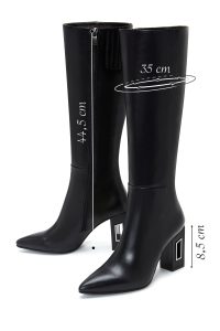 چکمه زنانه چرمی مشکی زیپ‌دار پاشنه‌دار دری مد