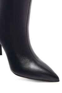 چکمه زنانه چرمی مشکی پاشنه‌دار دری مد