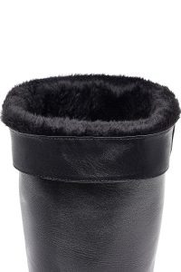 چکمه زنانه چرمی مشکی پاشنه‌دار دری مد