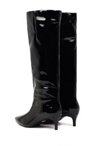 چکمه ورنی زنانه مشکی پاشنه نازک کوتاه دری‌مد