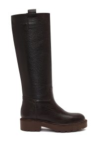 چکمه چرمی زنانه قهوه‌ای زیره ضخیم دری‌مد