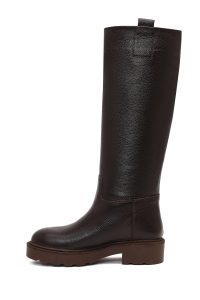 چکمه چرمی زنانه قهوه‌ای زیره ضخیم دری‌مد