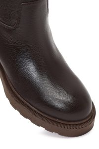 چکمه چرمی زنانه قهوه‌ای زیره ضخیم دری‌مد