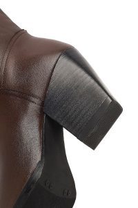 چکمه چرمی زنانه قهوه‌ای پاشنه ضخیم دری‌مد