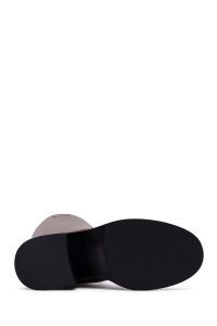 چکمه چرمی زنانه قهوه‌ای پاشنه ضخیم دری‌مد