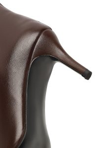 چکمه چرمی زنانه قهوه‌ای پاشنه نازک دری‌مد