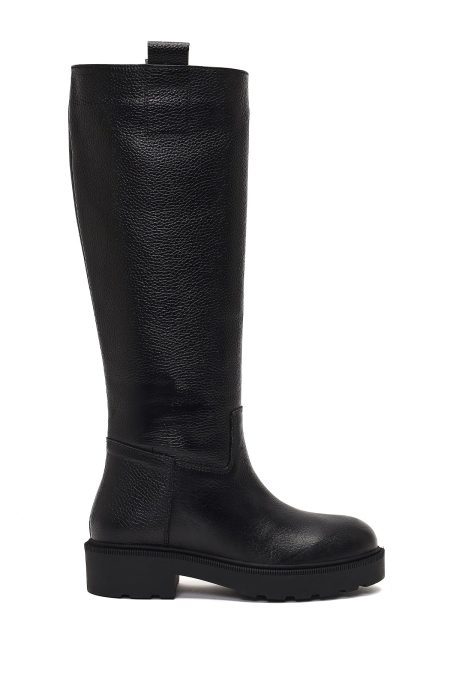 چکمه چرمی زنانه مشکی زیره ضخیم دری‌مد