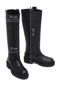 چکمه چرمی زنانه مشکی زیره ضخیم دری‌مد