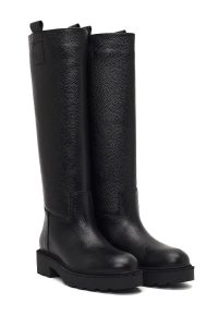 چکمه چرمی زنانه مشکی زیره ضخیم دری‌مد