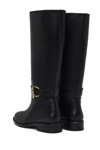 چکمه چرمی زنانه مشکی سگک‌دار دری‌مد