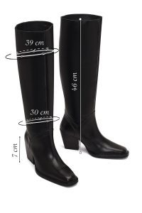 چکمه چرمی زنانه مشکی پاشنه ضخیم دری‌مد