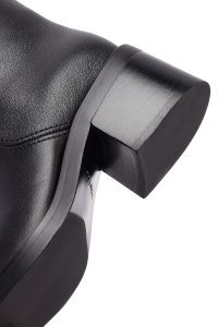 چکمه چرمی زنانه مشکی پاشنه ضخیم دری‌مد