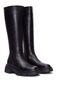 چکمه چرمی مشکی زنانه دری مد