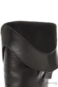 چکمه کابوی زنانه مشکی چرمی پاشنه‌دار دری مد