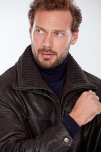 کاپشن چرم قهوه ای مردانه روبرتو (سایز بزرگ). دری مد