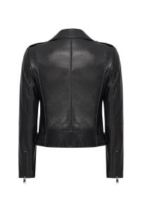 کاپشن چرم موتورسواری مشکی زنانه Angel-X دری مد