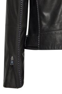 کاپشن چرم موتورسواری مشکی زنانه Angel-X دری مد