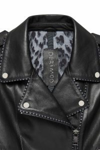 کاپشن چرم موتورسواری مشکی زنانه Angel-X دری مد