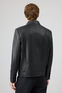 کاپشن چرمی مردانه مشکی یقه دیپلمات کوتاه Tony دری مد