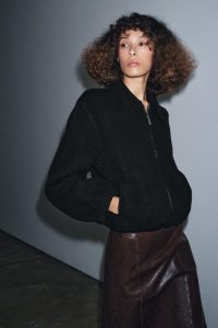 کت بامبر بافت زیپی زنانه زارا – ZARA