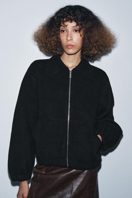 کت بامبر بافت زیپی زنانه زارا – ZARA