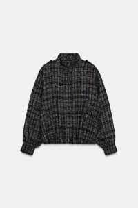 کت بامبر زنانه بافت‌دار نخ متالیک زارا – ZARA
