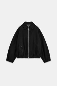 کت بامبر زنانه بالونی با یقه پشمی متضاد زارا – ZARA
