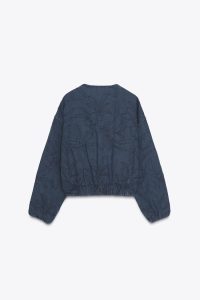 کت بامبر زنانه جیر مصنوعی گلدوزی‌شده زارا – ZARA