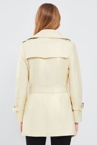 کت ترنچ چرم بژ زنانه باربارا دری مد