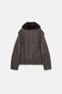 کت زنانه جیر مصنوعی با یقه جداشونده زارا – ZARA