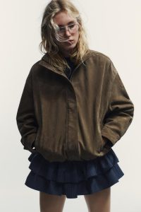 کت زنانه جیر ۱۰۰٪ چرم حجمی زارا – ZARA