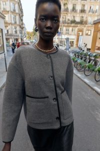 کت زنانه دورو با جزئیات چرم مصنوعی زارا – ZARA