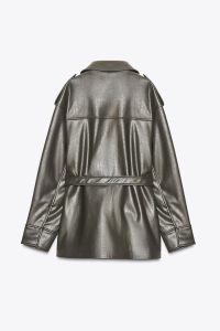 کت زنانه چرم مصنوعی با جیب زارا – ZARA