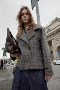 کت زنانه چهارخانه دو دکمه زارا – ZARA