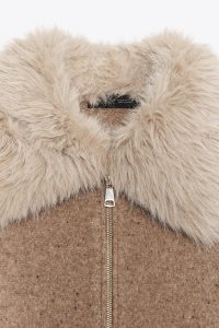 کت زنانه ۱۰۰٪ پشمی با یقه خز مصنوعی زارا – ZARA