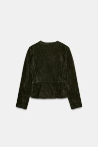 کت زنانه ۱۰۰٪ چرم با لبه فون زارا – ZARA