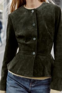 کت زنانه ۱۰۰٪ چرم با لبه فون زارا – ZARA